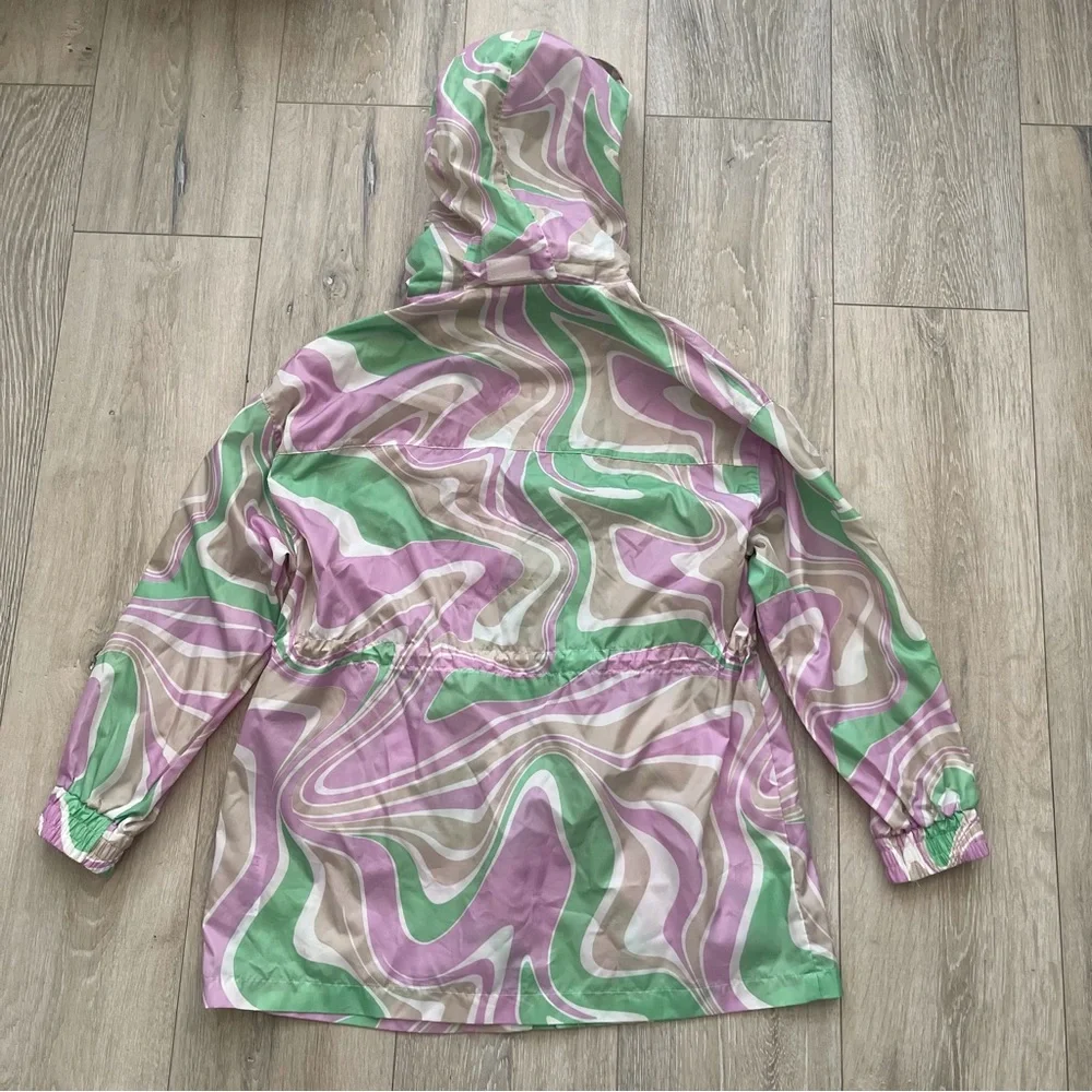 ASOS Design Printed Rain Jacket Pink and Green size 6 - Picture 4 of 9